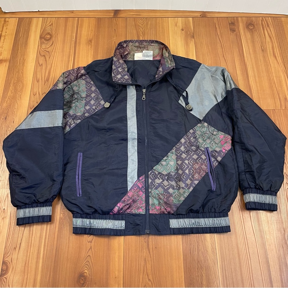 Energy Zone Vintage Geometric Colorblock Windbreaker Jacket Women’s Large 14 16